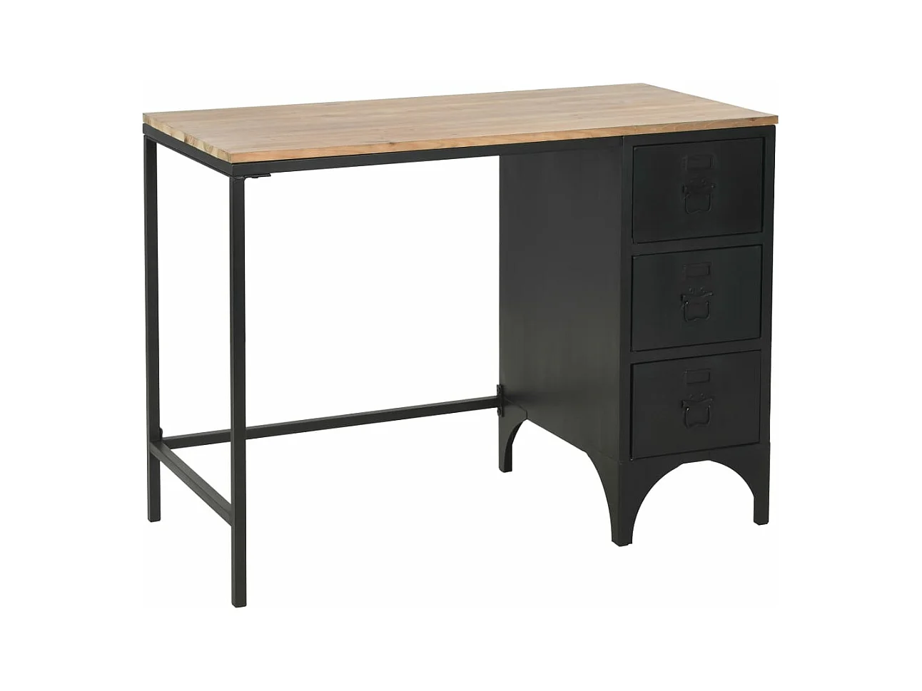 Bureau à piédestal unique Bois de sapin et acier 100x50x76 cm FR89316