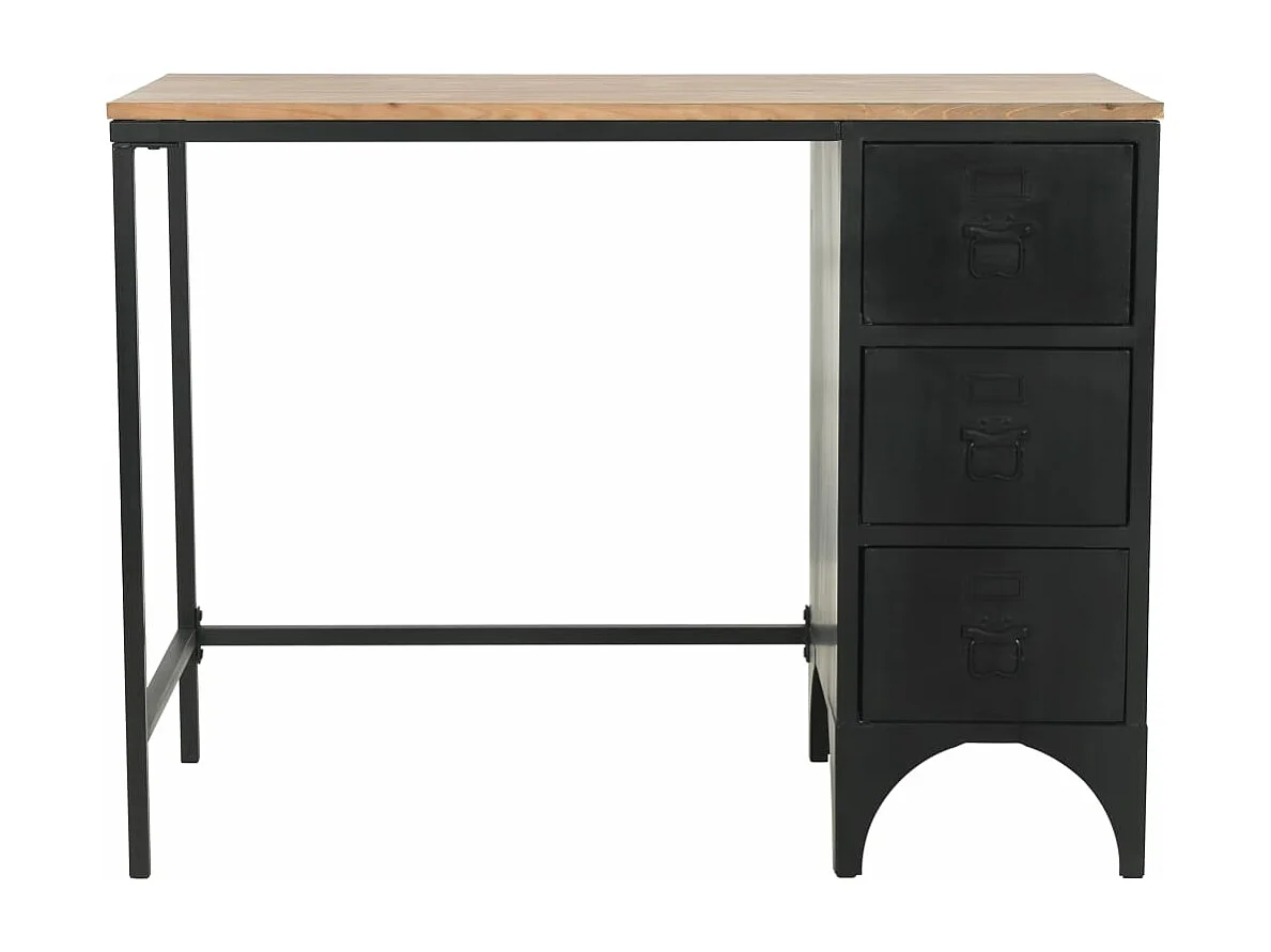 Bureau à piédestal unique Bois de sapin et acier 100x50x76 cm FR89316