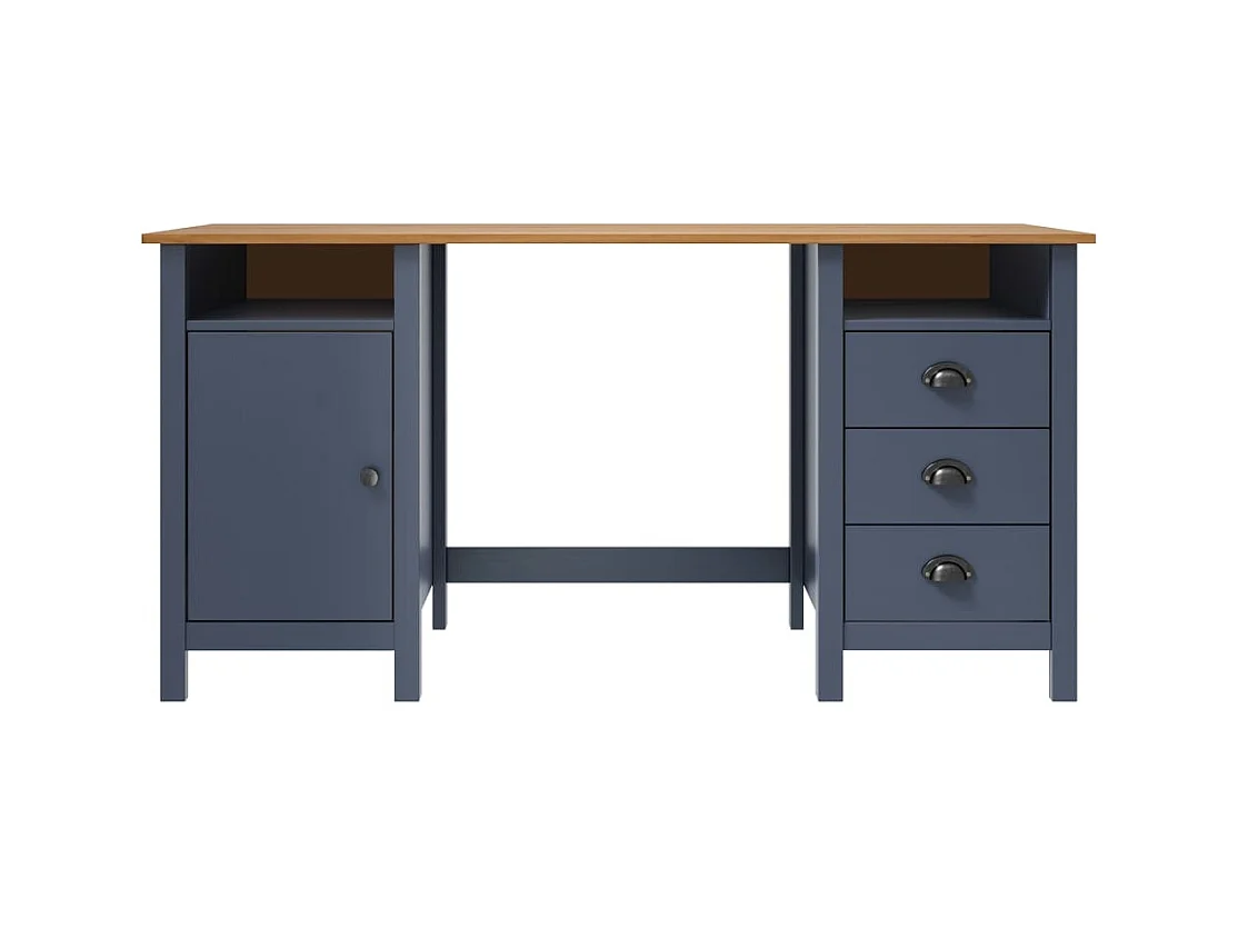 Bureau Hill Gris 150x50x74 cm Bois de pin solide FR59006