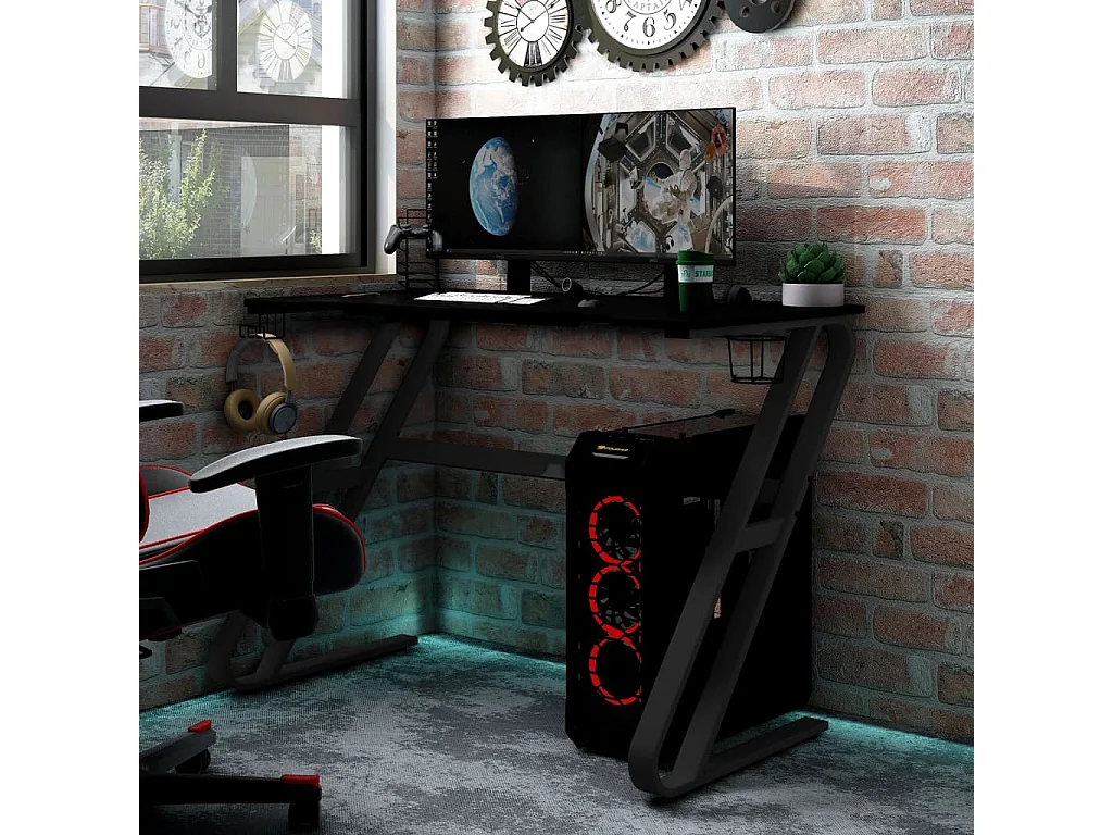 Bureau de jeu avec pieds en forme de ZZ Noir 90x60x75 cm FR82425