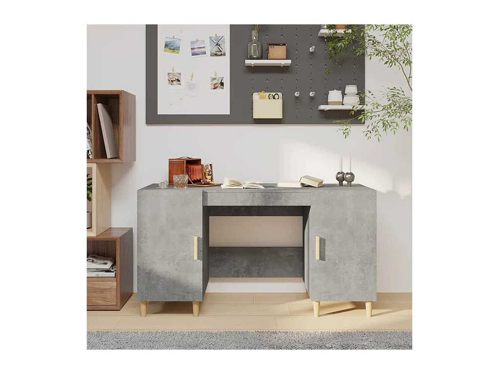 Bureau Gris béton 140x50x75 cm Bois d'ingénierie FR10319