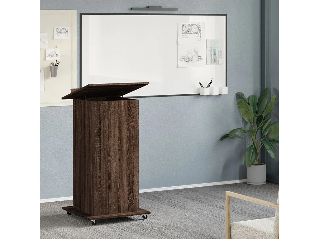 Pupitre et roues et tiroir chêne marron bois d'ingénierie FR50754