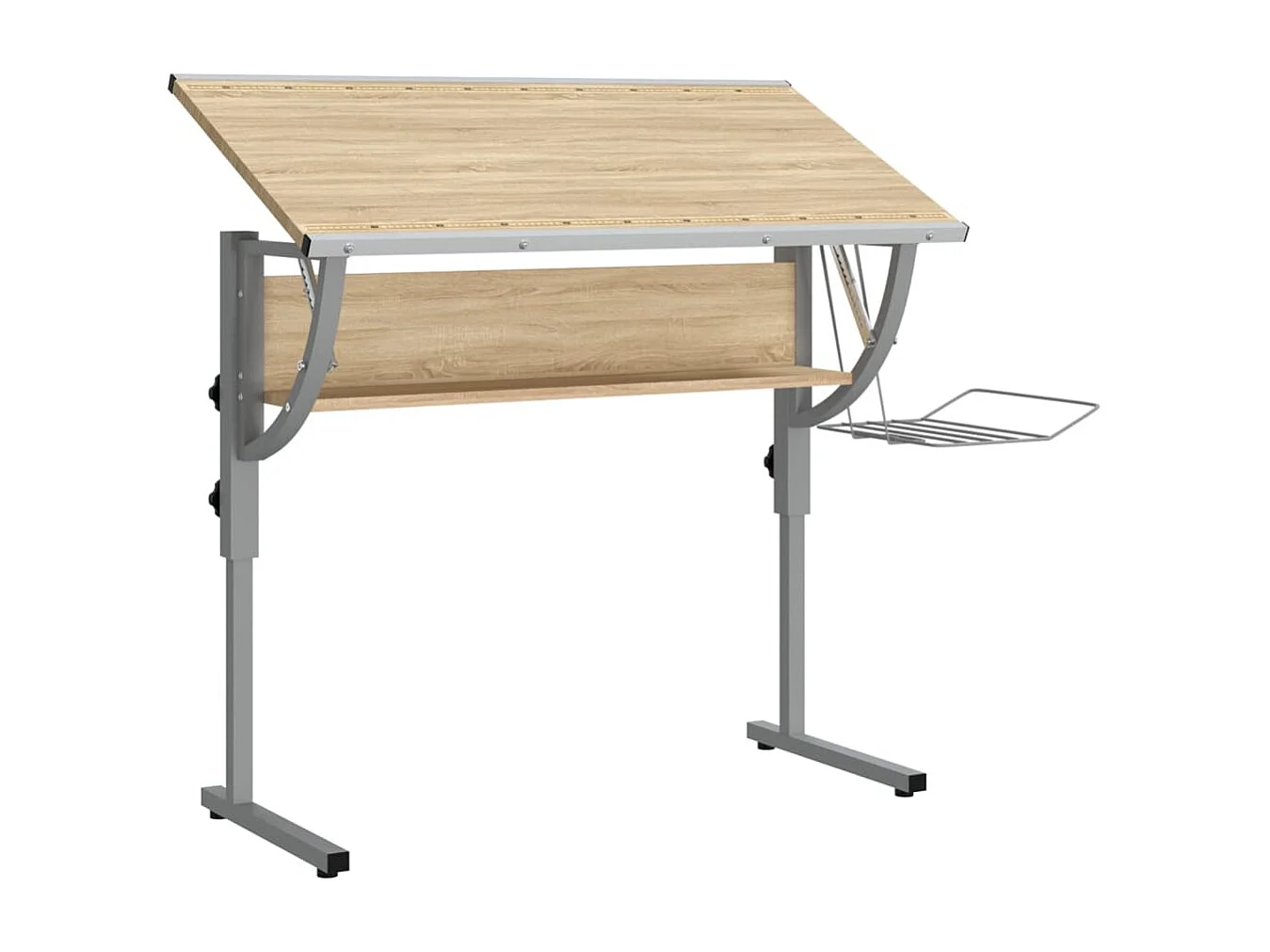 Bureau d'artisanat chêne sonoma et gris 110x53x(58-87) cm FR22847