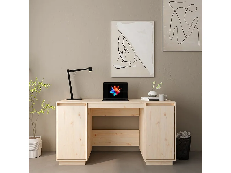 Bureau 140x50x75 cm bois massif de pin FR54523