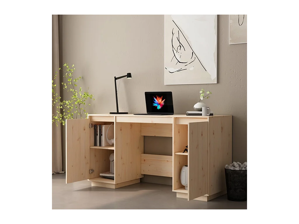 Bureau 140x50x75 cm bois massif de pin FR54523