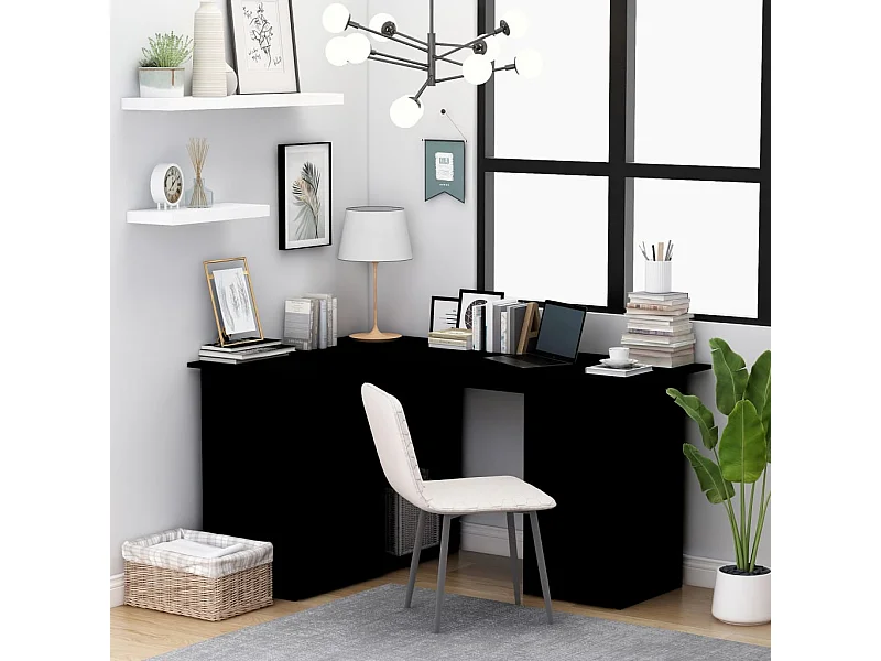 Bureau d'angle Noir 145x100x76 cm Bois d'ingénierie FR55976
