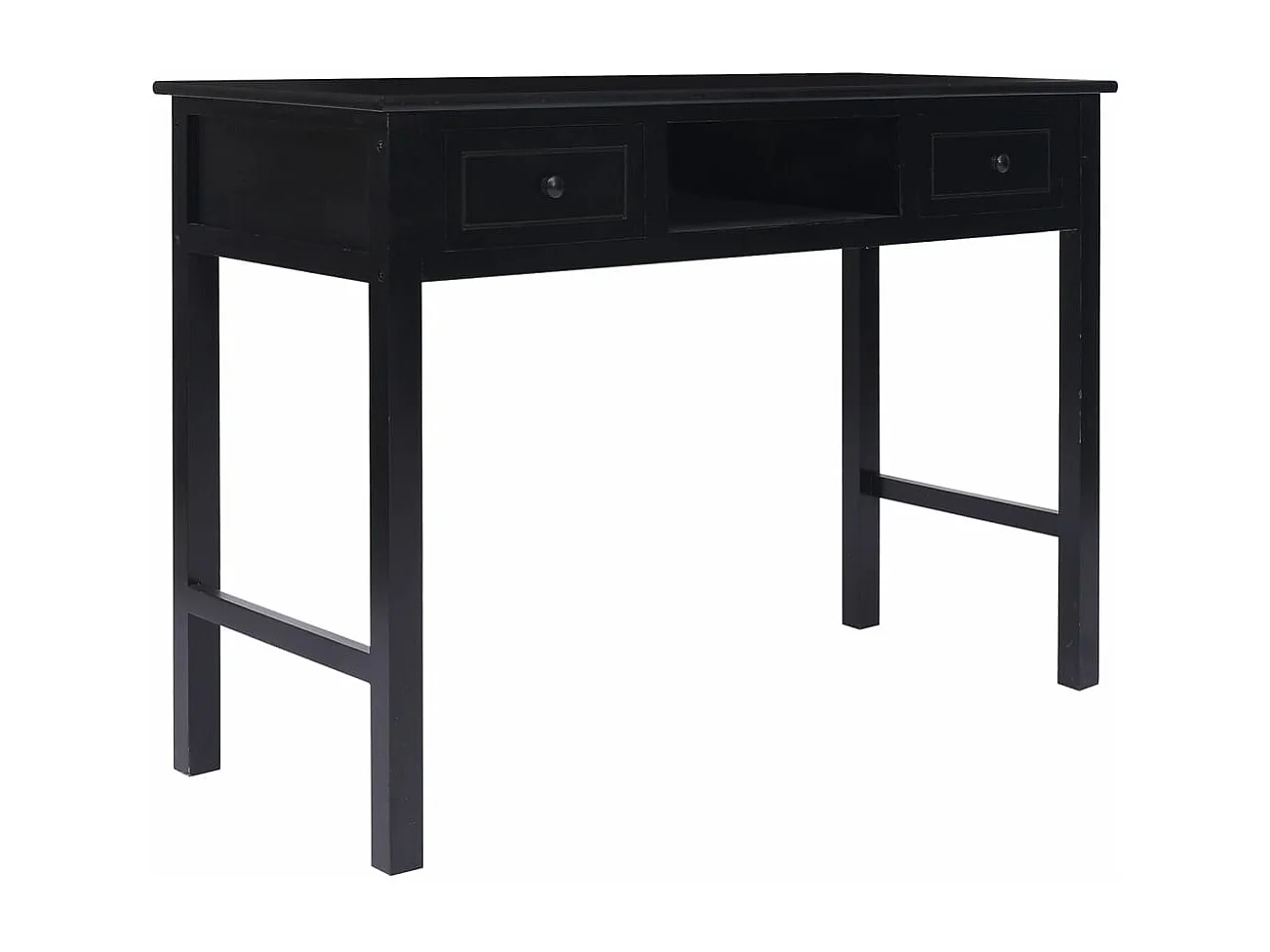 Bureau Noir 108x45x76 cm Bois de Paulownia massif FR26332