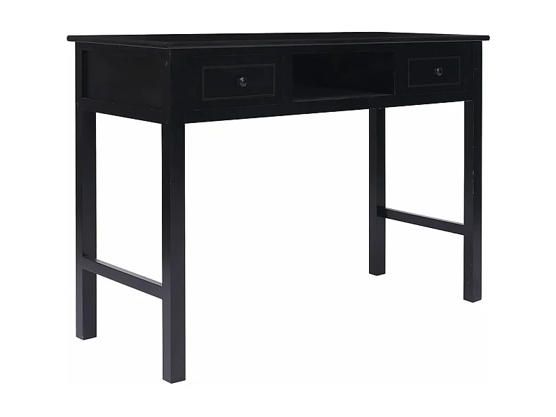 Bureau Noir 108x45x76 cm Bois de Paulownia massif FR26332