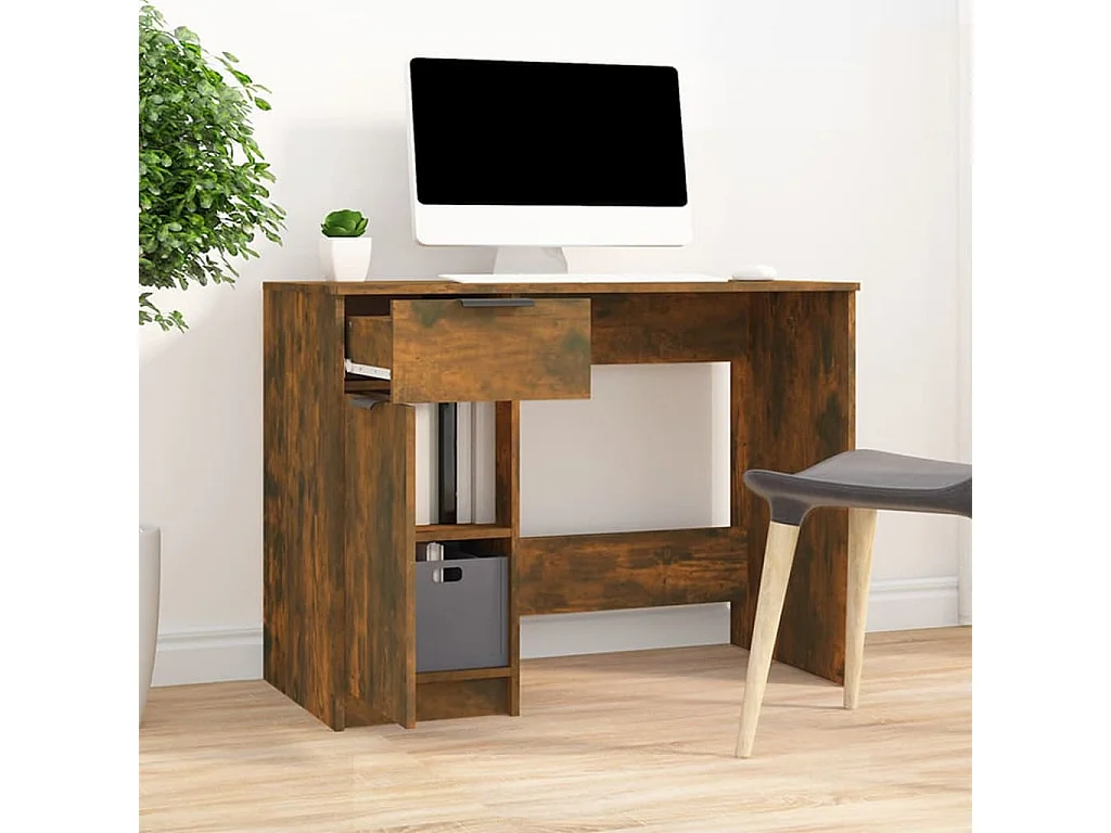 Escritorio madera contrachapada roble ahumado 100x50x75 cm ES638809