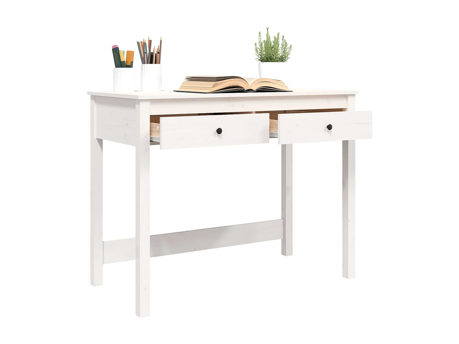 Bureau met lades 100x50x78 cm massief grenenhout wit BE246505