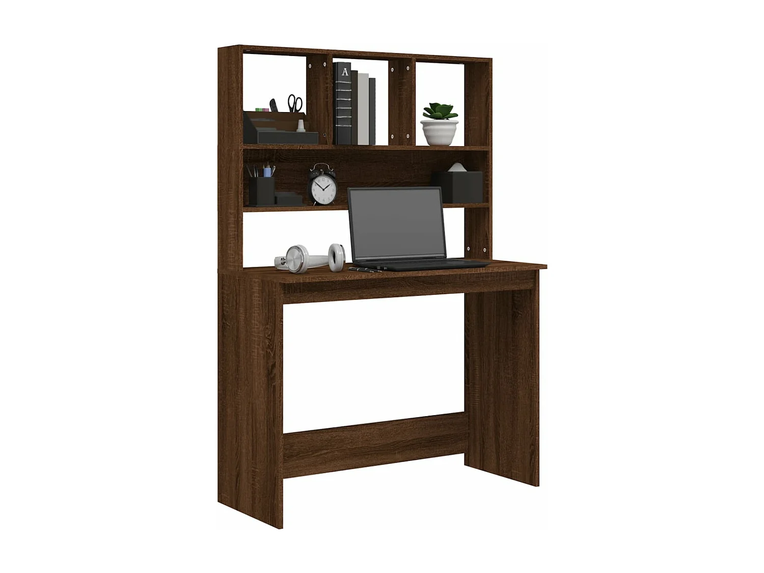 Bureau et étagères Chêne marron 102x45x148 cm Bois d'ingénierie FR40590