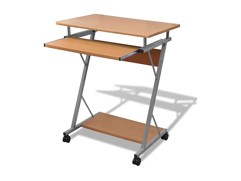 Bureau d'ordinateur avec plateau à clavier coulissant Marron FR20401