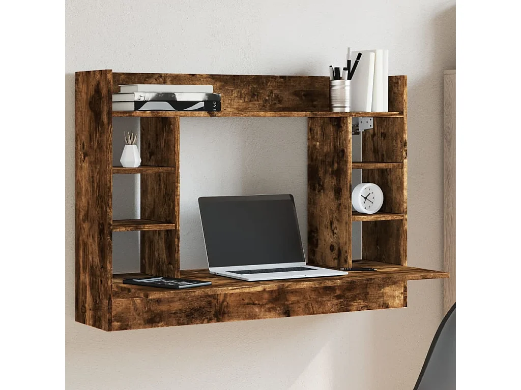 Escritorio de pared madera ingeniería roble ahumado 105x48x75cm ES481394