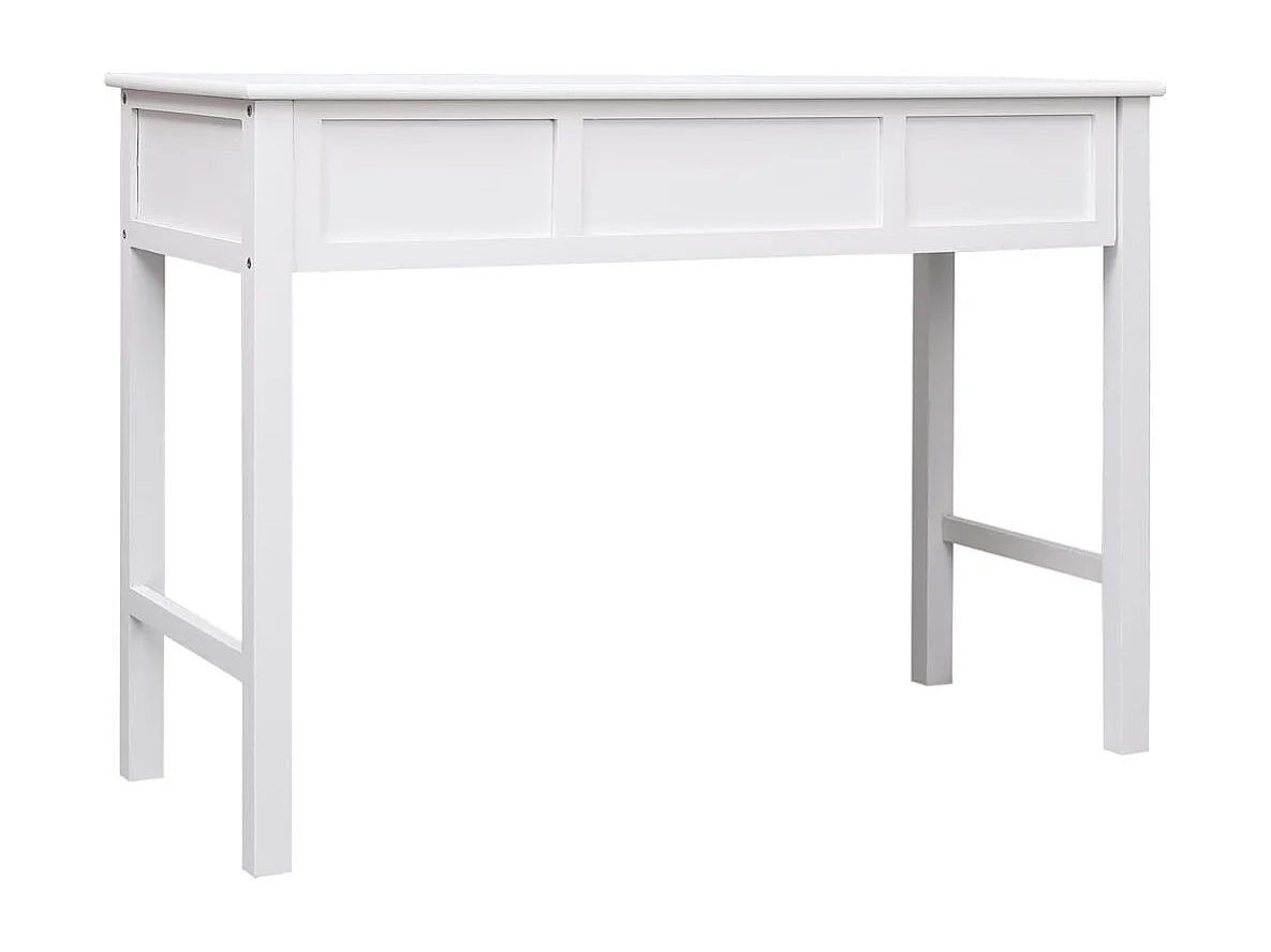 Bureau Blanc 108x45x76 cm Bois de Paulownia massif FR21973