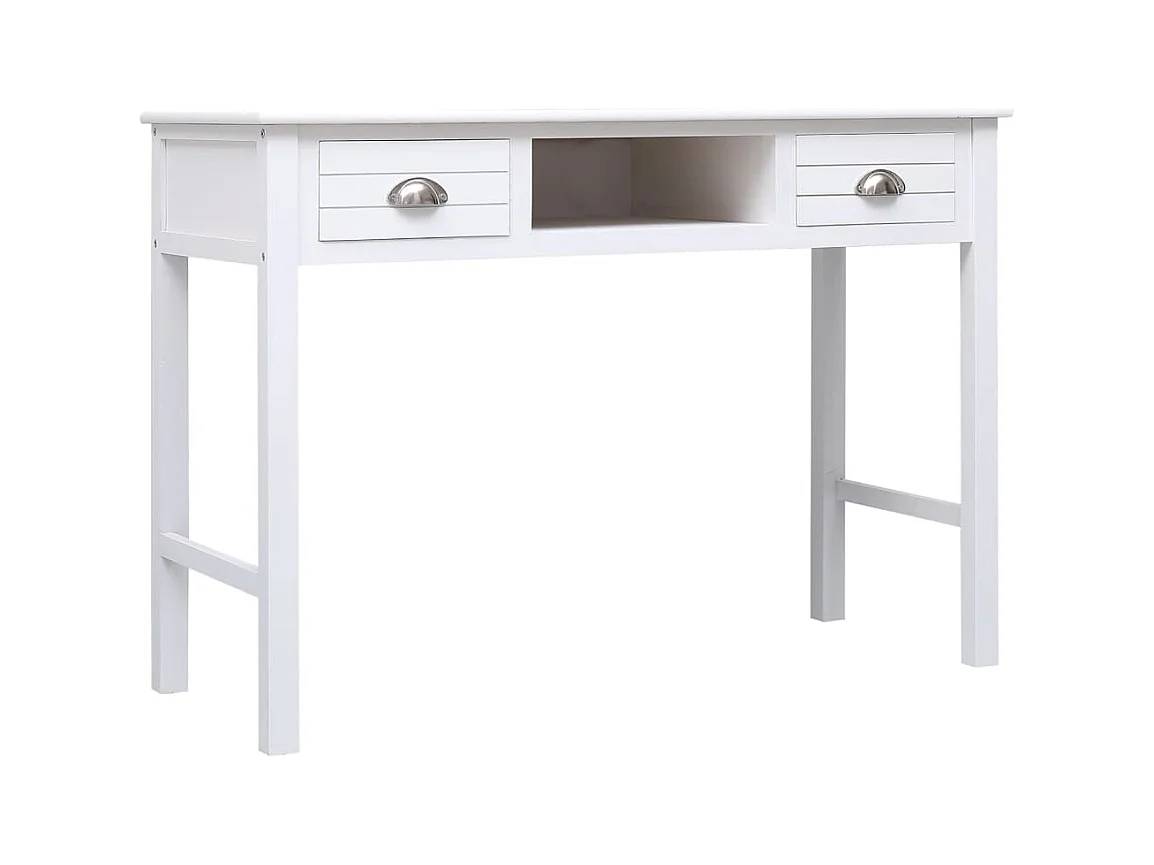 Bureau Blanc 108x45x76 cm Bois de Paulownia massif FR21973