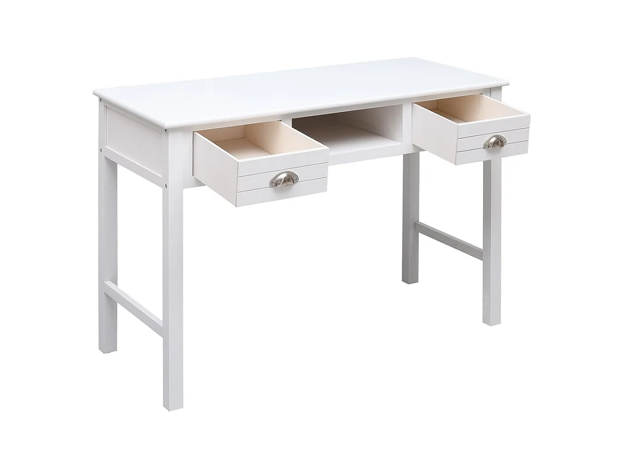 Bureau Blanc 108x45x76 cm Bois de Paulownia massif FR21973
