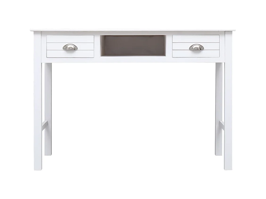 Bureau Blanc 108x45x76 cm Bois de Paulownia massif FR21973