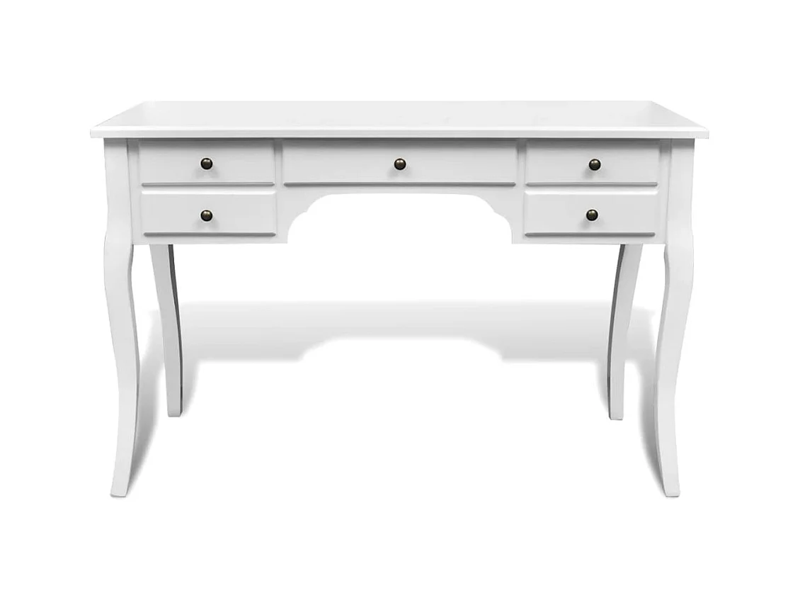 Bureau français en bois avec pieds courbés et 5 tiroirs FR57066