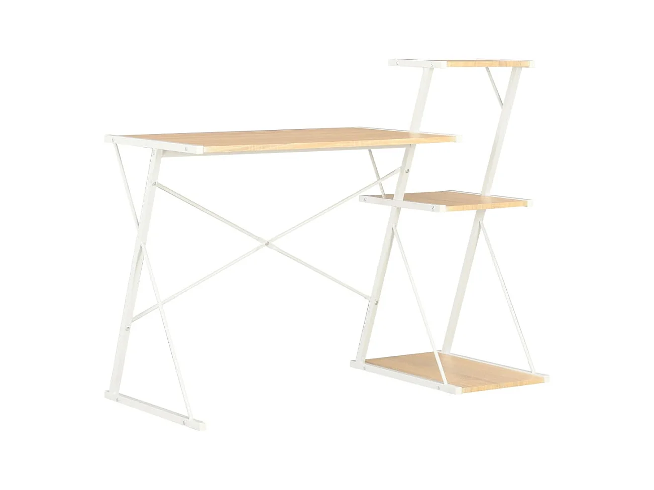 Bureau met schap 116x50x93 cm wit en eikenkleurig BE142438