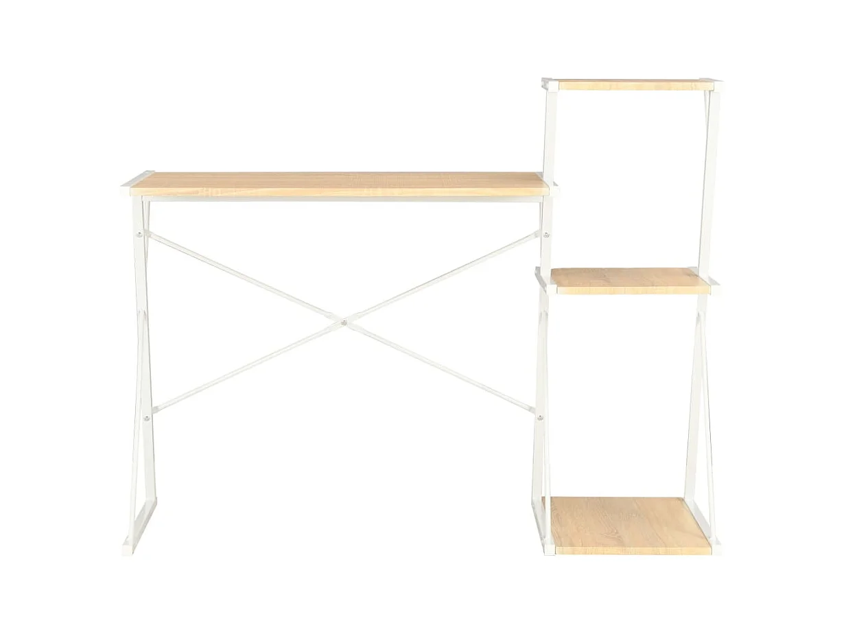 Bureau met schap 116x50x93 cm wit en eikenkleurig BE142438