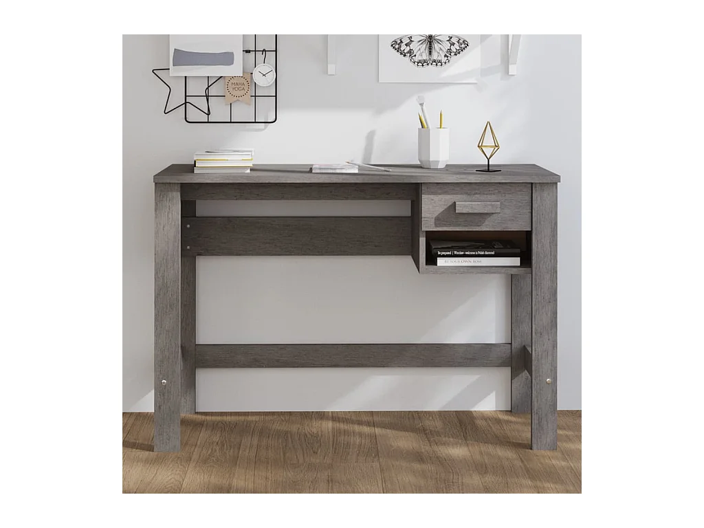 Bureau HAMAR Gris clair 110x40x75 cm Bois massif de pin FR34559