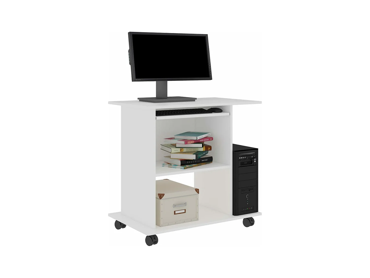 Bureau d'ordinateur Blanc 80x50x75 cm Bois d'ingénierie FR48940