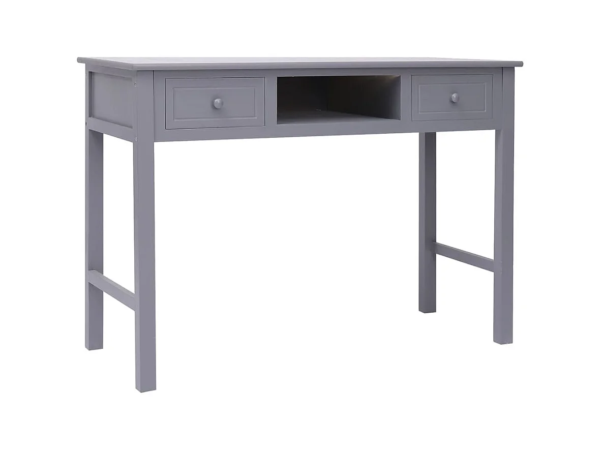 Bureau Gris 108x45x76 cm Bois de Paulownia massif FR57997
