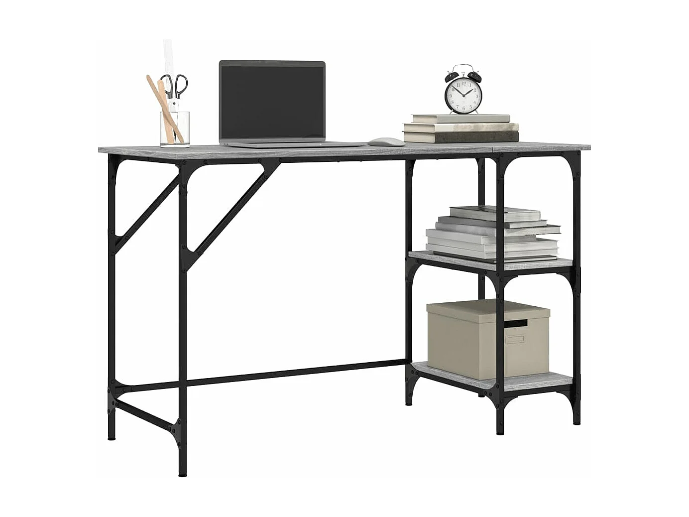 Bureau sonoma gris 120x50x75 cm métal et bois d'ingénierie FR22604