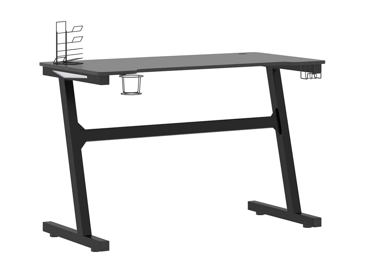 Secretária de gaming c/ luzes LED forma de Z 110x60x75 cm preto PT318232