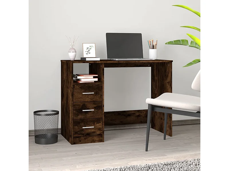 Bureau avec tiroirs Chêne fumé 102x50x76 cm Bois d'ingénierie FR10363