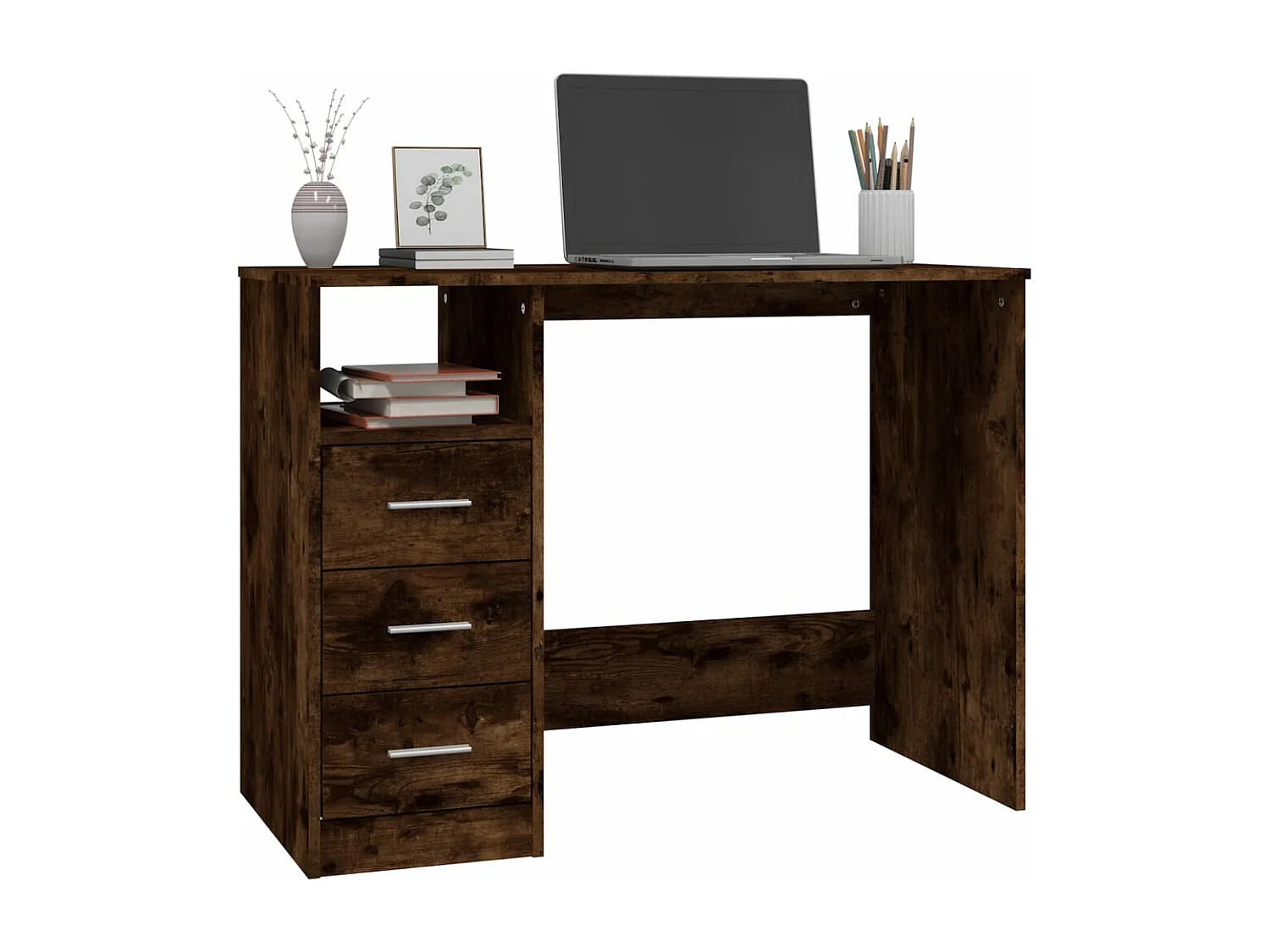 Bureau avec tiroirs Chêne fumé 102x50x76 cm Bois d'ingénierie FR10363