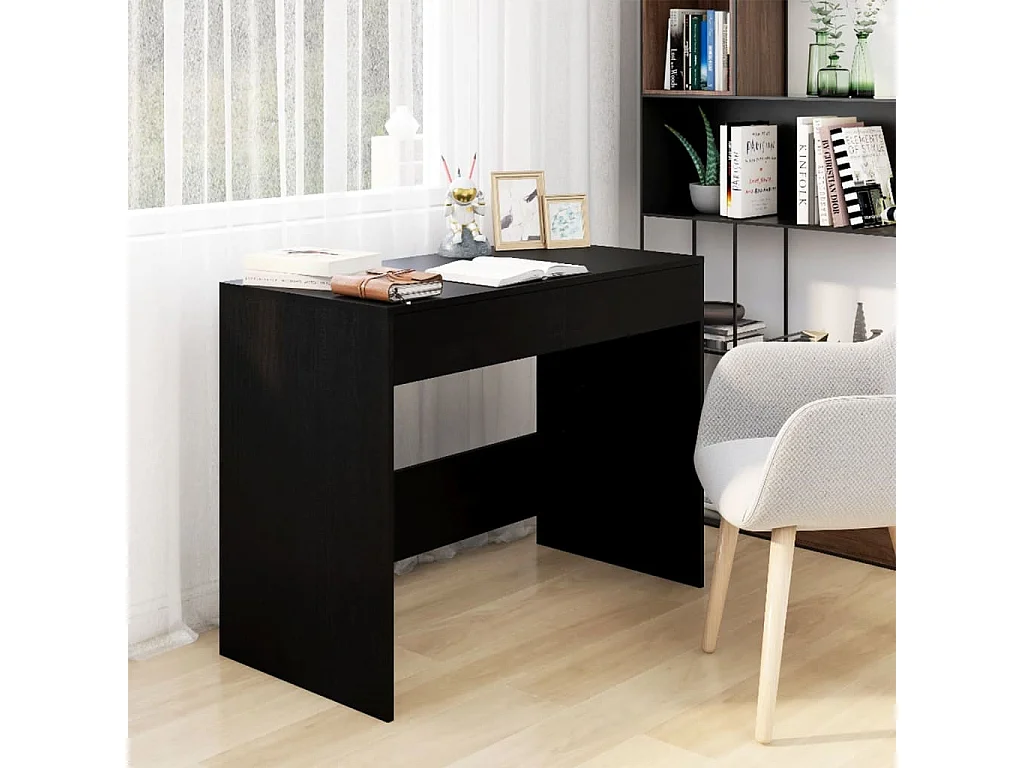 Bureau 101x50x76,5 cm bewerkt hout zwart BE958404