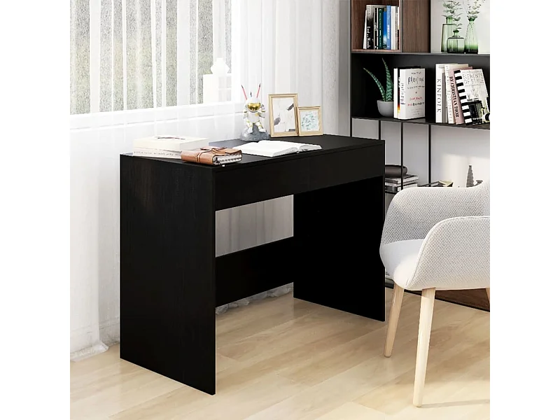 Escritorio de madera contrachapada negro 101x50x76,5 cm ES425842