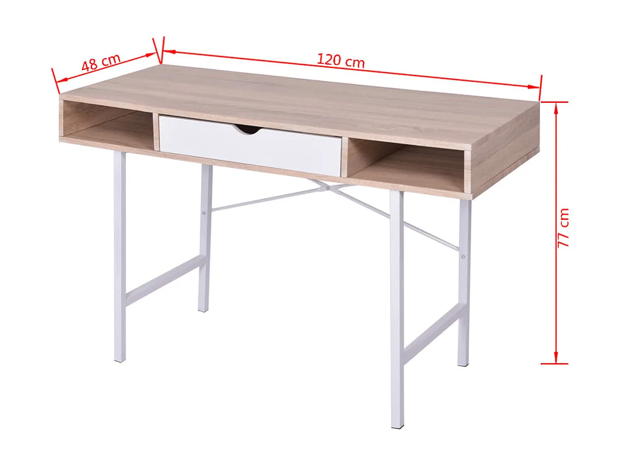bureau met 1 lade eiken en wit BE455677