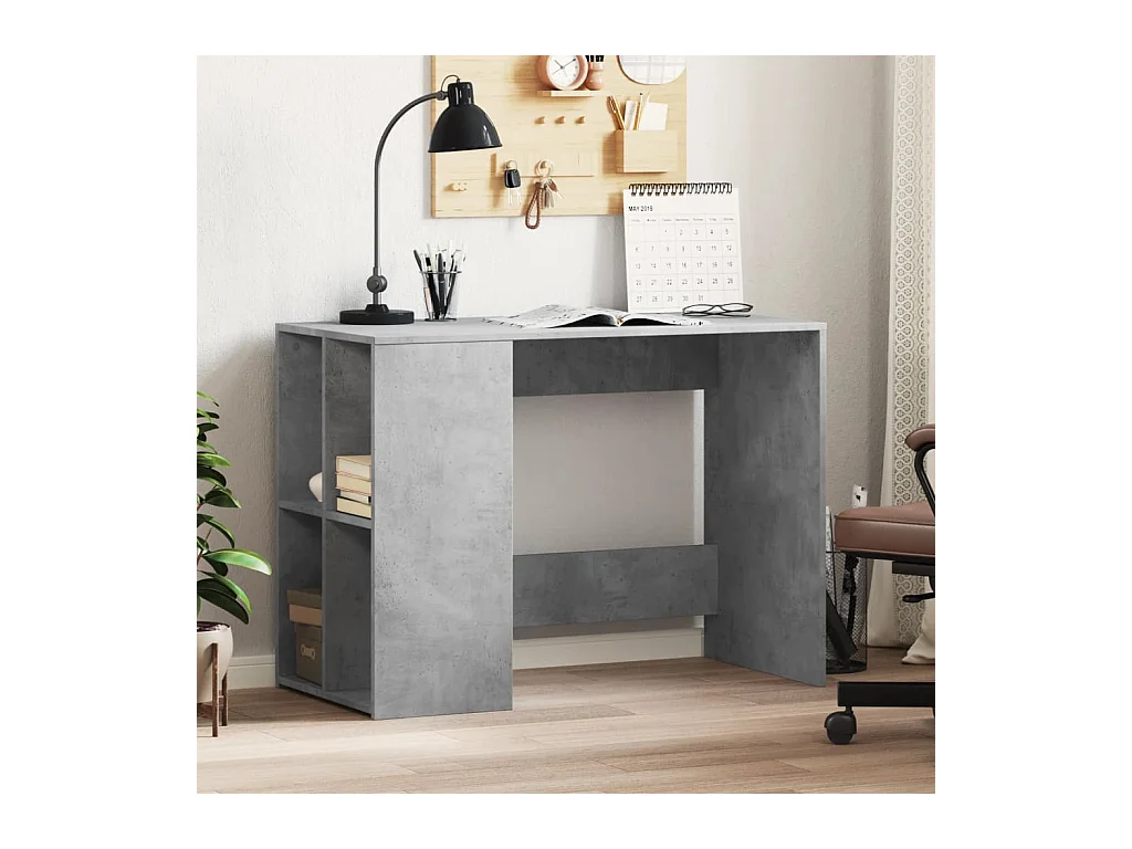 Bureau gris béton 102x50x75 cm bois d'ingénierie FR47905