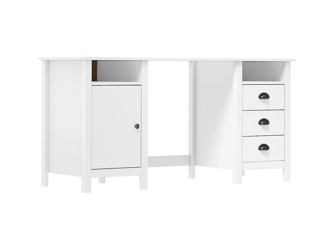 Bureau Hill Blanc 150x50x74 cm Bois de pin solide FR11570