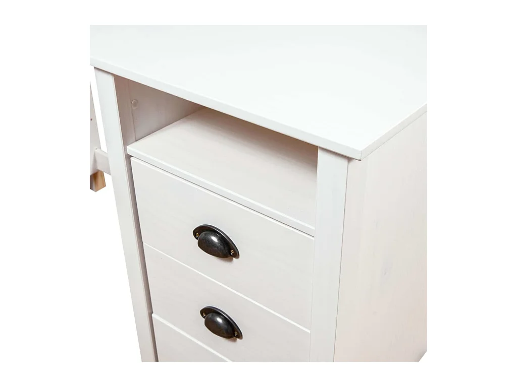 Bureau Hill Blanc 150x50x74 cm Bois de pin solide FR11570