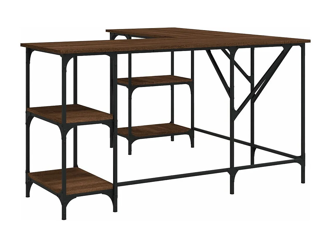 Escritorio madera de ingeniería roble marrón 139x139x75 cm ES582548