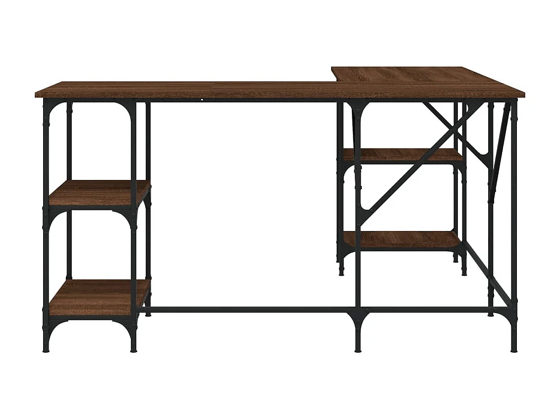 Escritorio madera de ingeniería roble marrón 139x139x75 cm ES582548