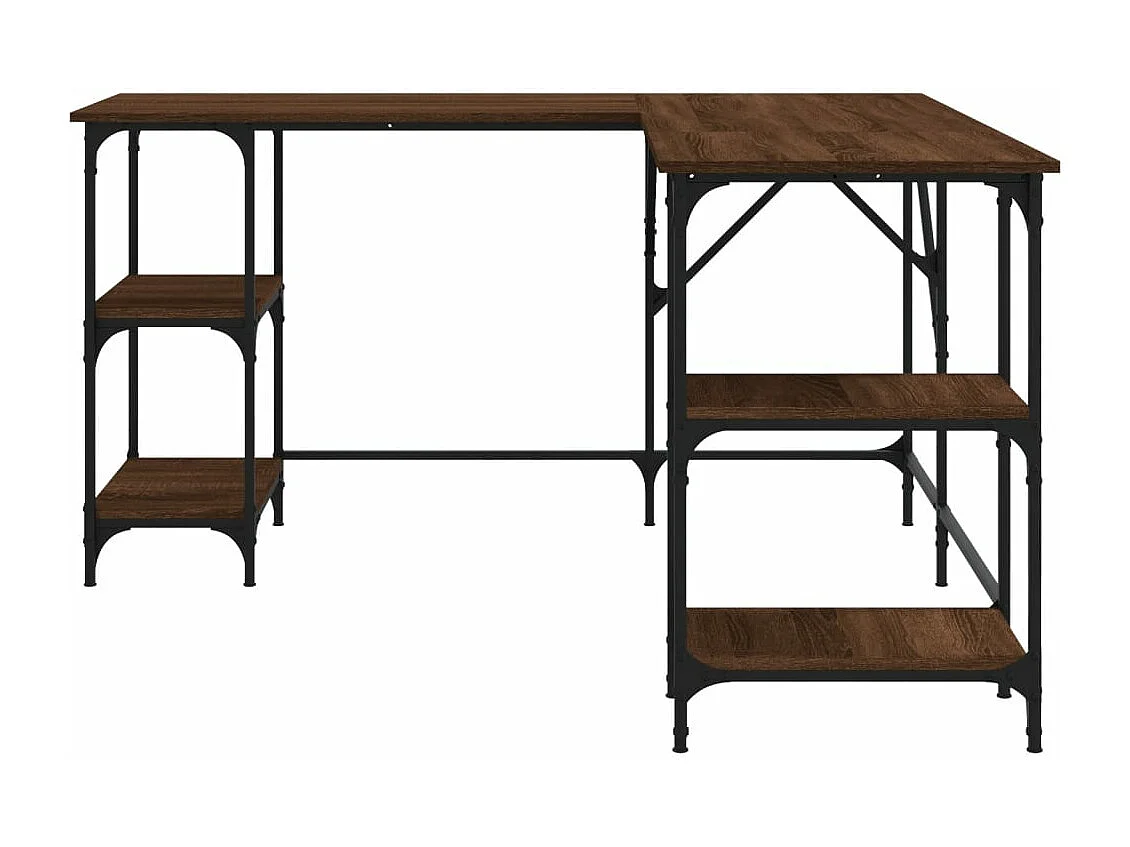 Escritorio madera de ingeniería roble marrón 139x139x75 cm ES582548
