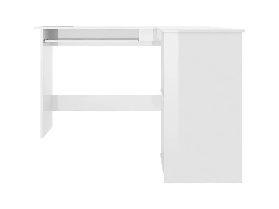 Bureau d'angle en forme de L Blanc brillant Bois d'ingénierie FR27900