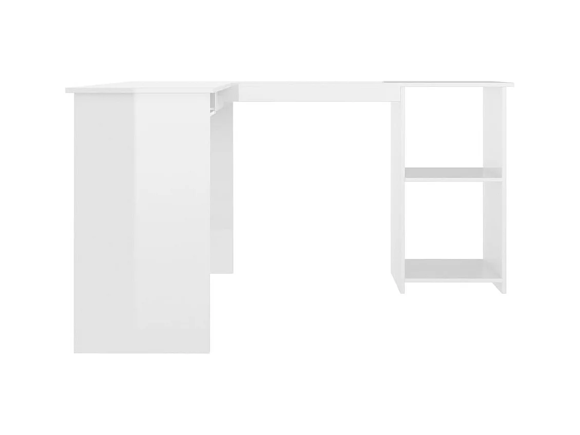Bureau d'angle en forme de L Blanc brillant Bois d'ingénierie FR27900