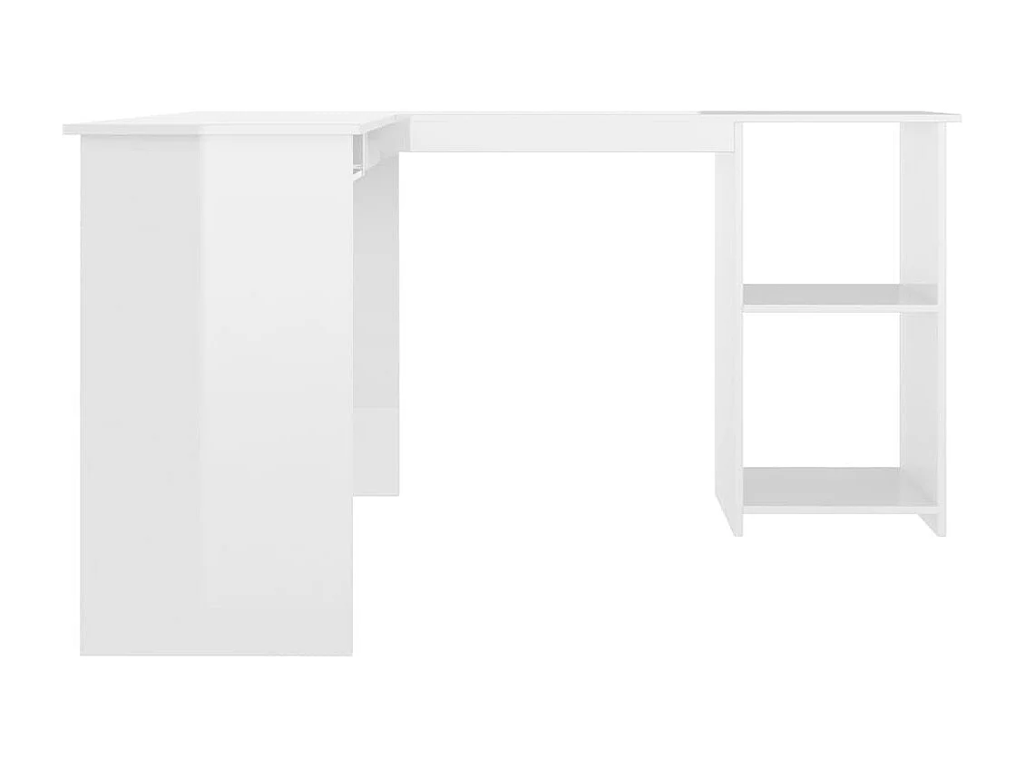 Bureau d'angle en forme de L Blanc brillant Bois d'ingénierie FR27900