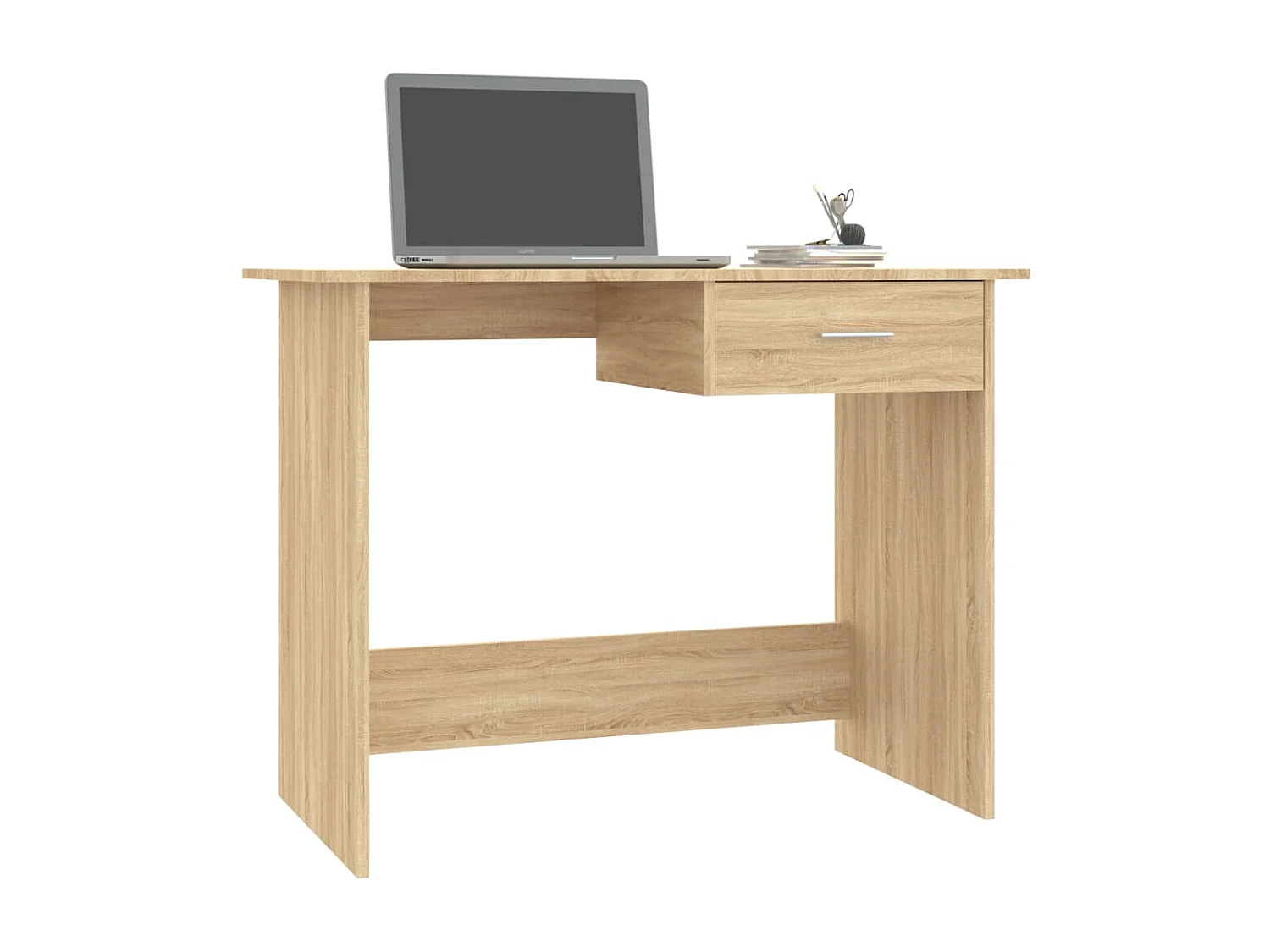 Bureau 100x50x76 cm bewerkt hout gerookt eikenkleurig BE849147
