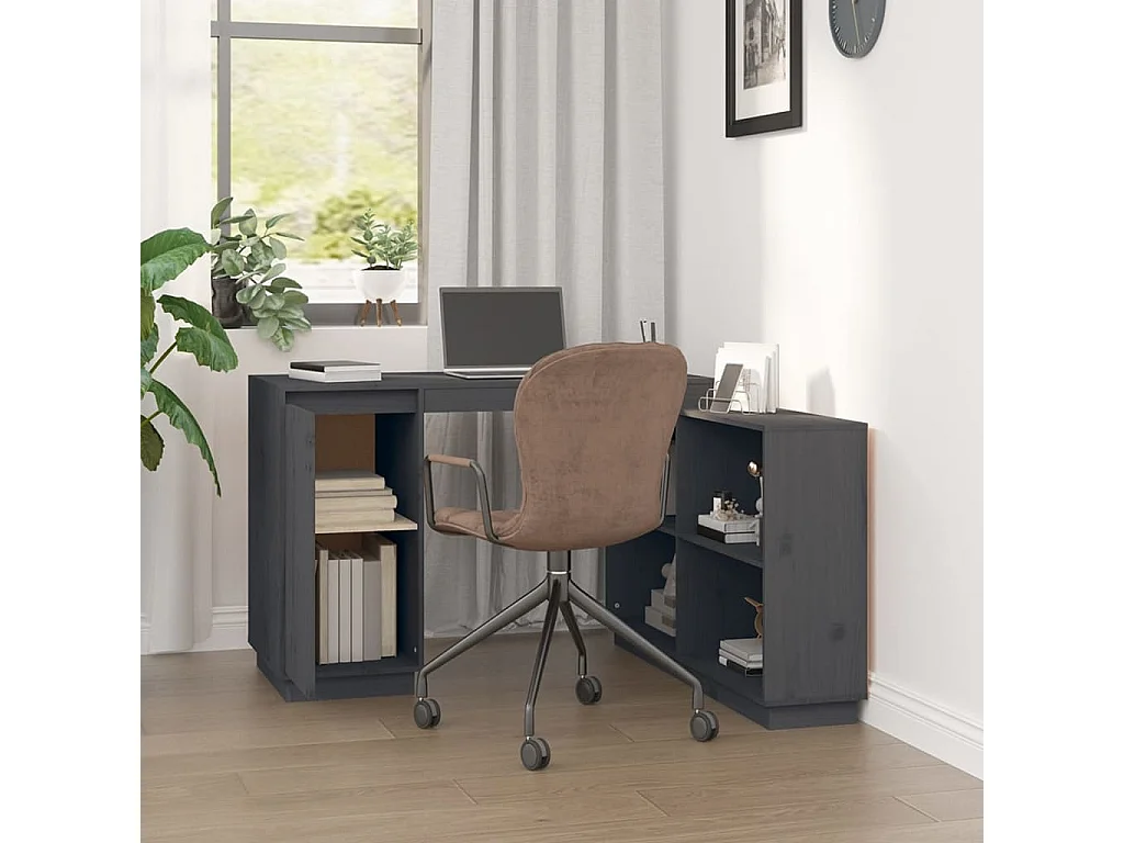Bureau Gris 110x50x75 cm Bois massif de pin FR46339
