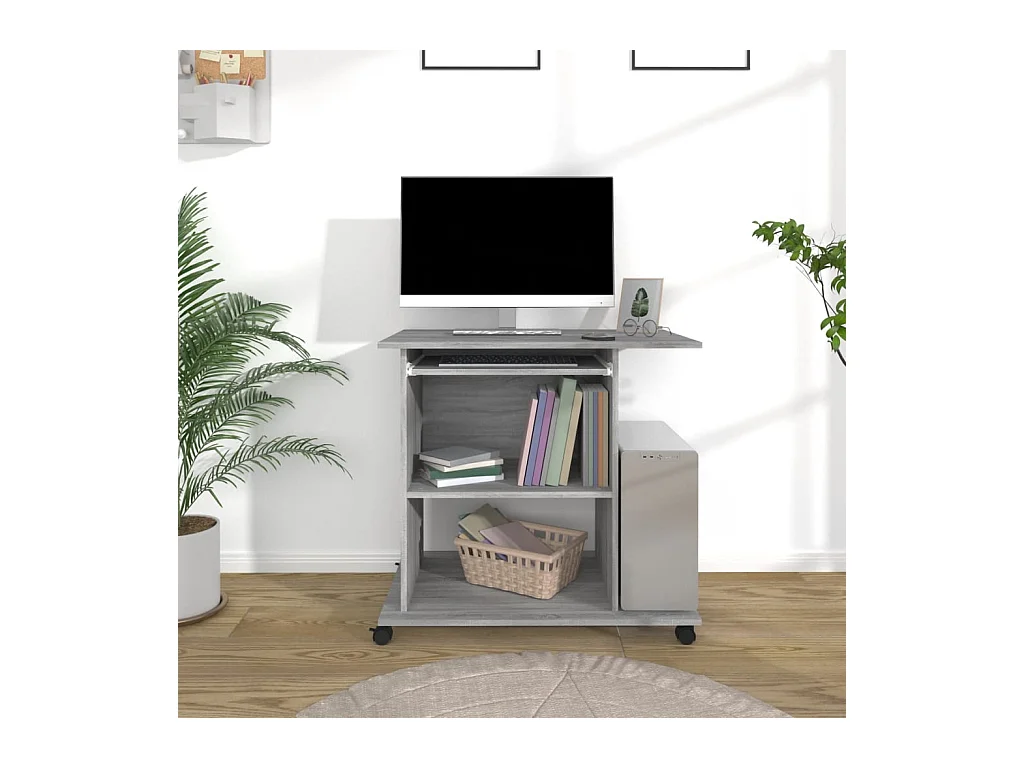 Bureau d'ordinateur Sonoma gris 80x50x75 cm Bois d'ingénierie FR63062