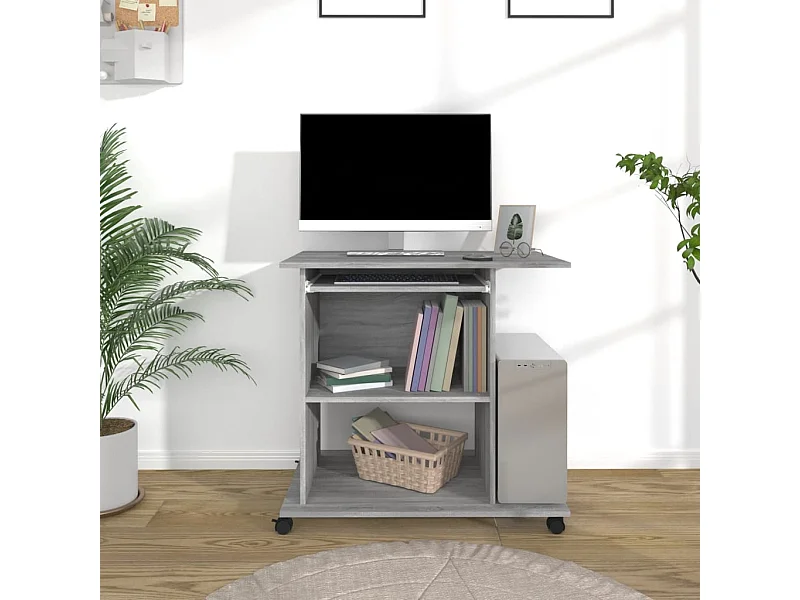 Computerbureau 80x50x75 cm bewerkt hout grijs sonoma eikenkleur BE808006