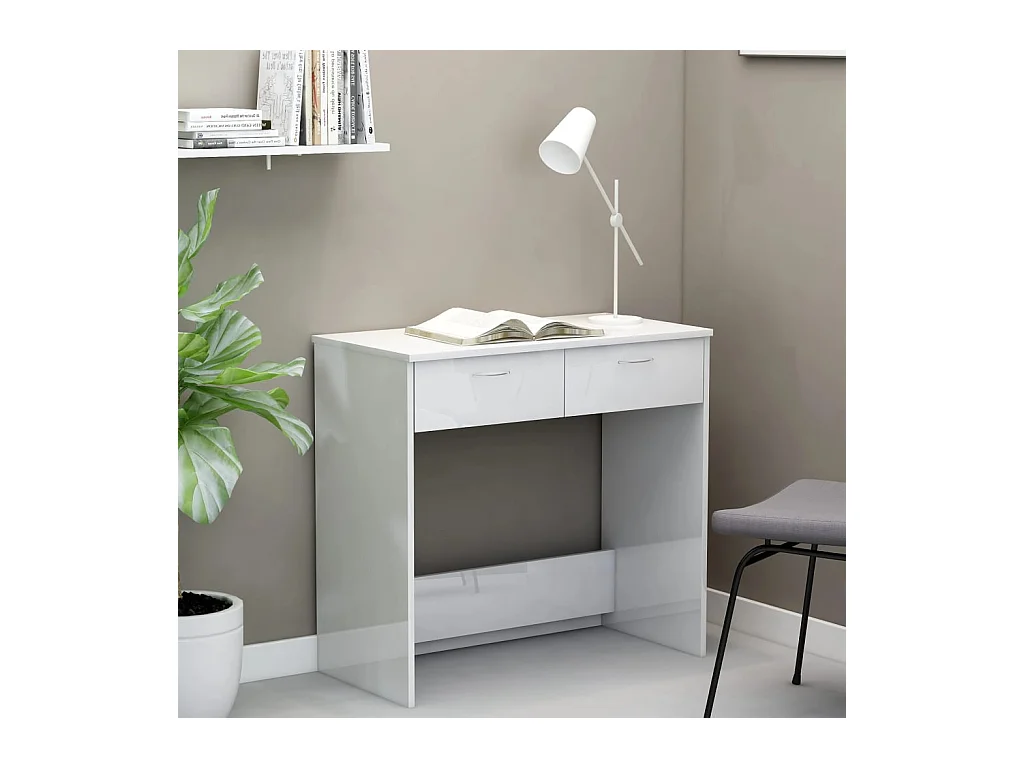 Bureau Blanc brillant 80x40x75 cm Aggloméré FR19404