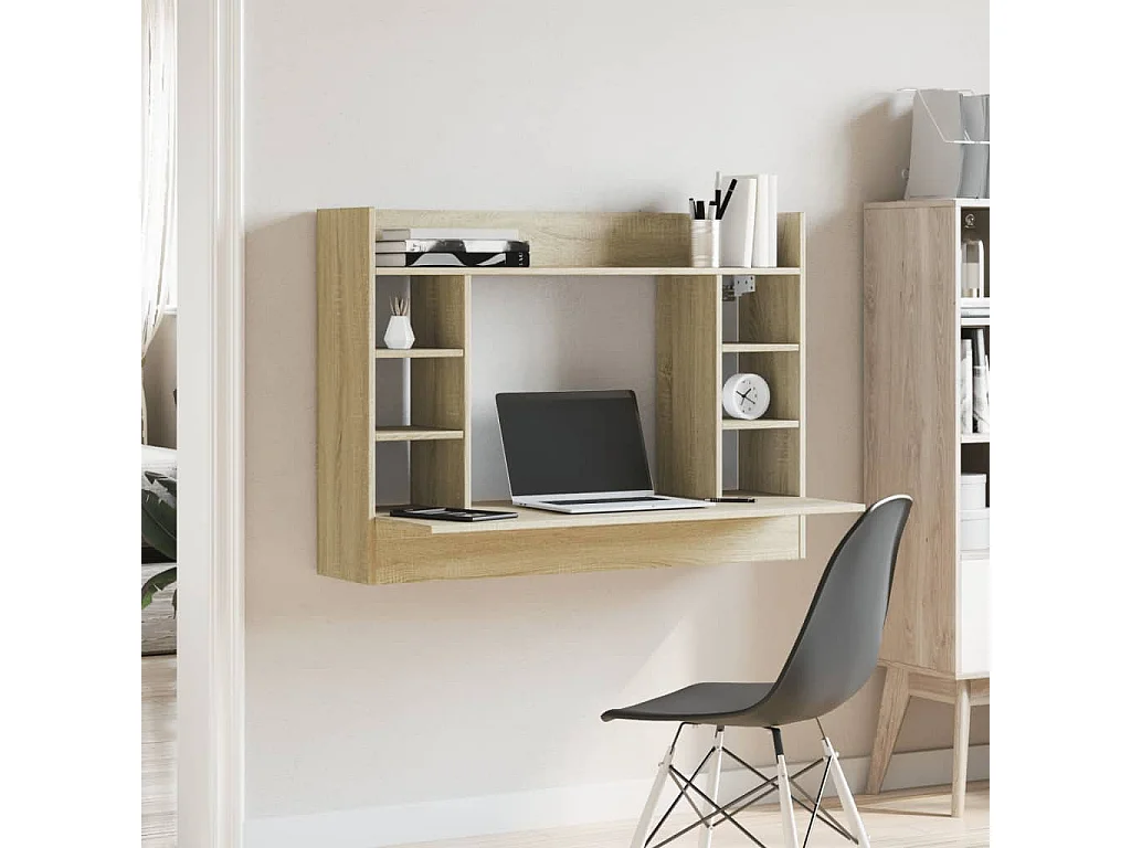 Escritorio de pared madera ingeniería roble Sonoma 105x48x75 cm ES943607
