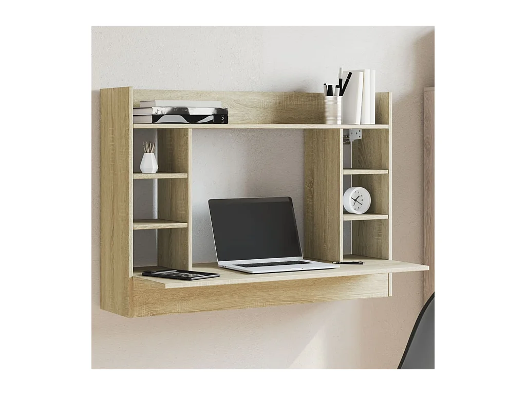 Bureau mural chêne sonoma 105x48x75 cm bois d'ingénierie FR59184